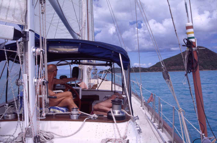 Sailing along the coast of Antigua