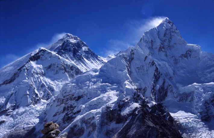 Nuptse 7.879m und Mount Everest 8.848m